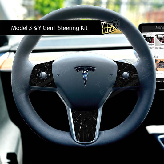 SpaceX Tesla Steering Wheel Trim Decal Kit (4pcs) | M3 2017 - Jan 2024 - Tesla Emblems