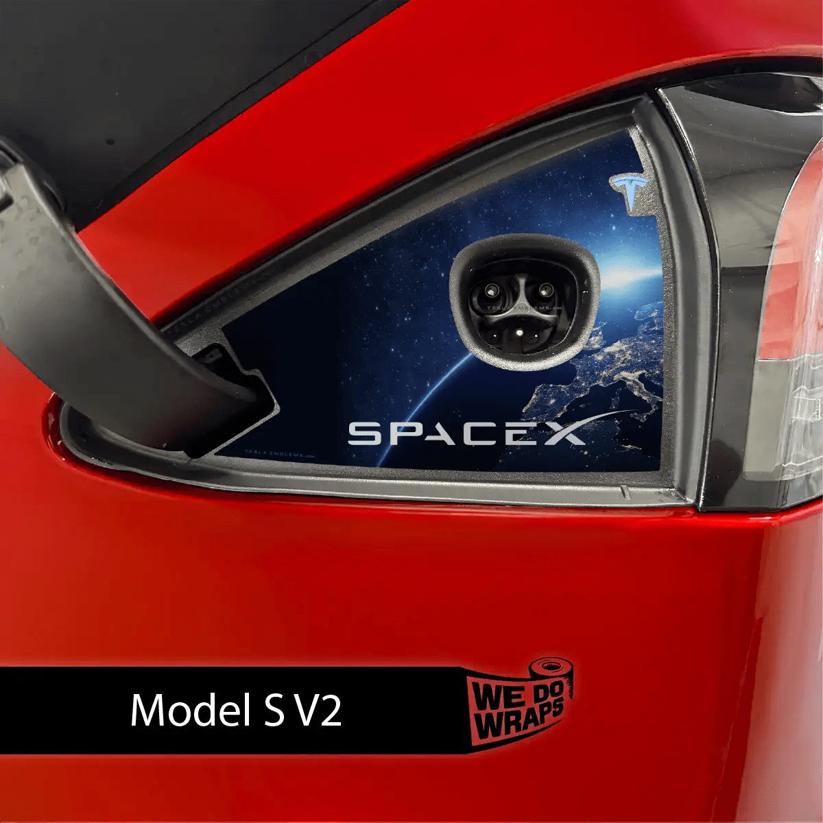 SpaceX Tesla Charge Port Wrap | Model S - Tesla Emblems