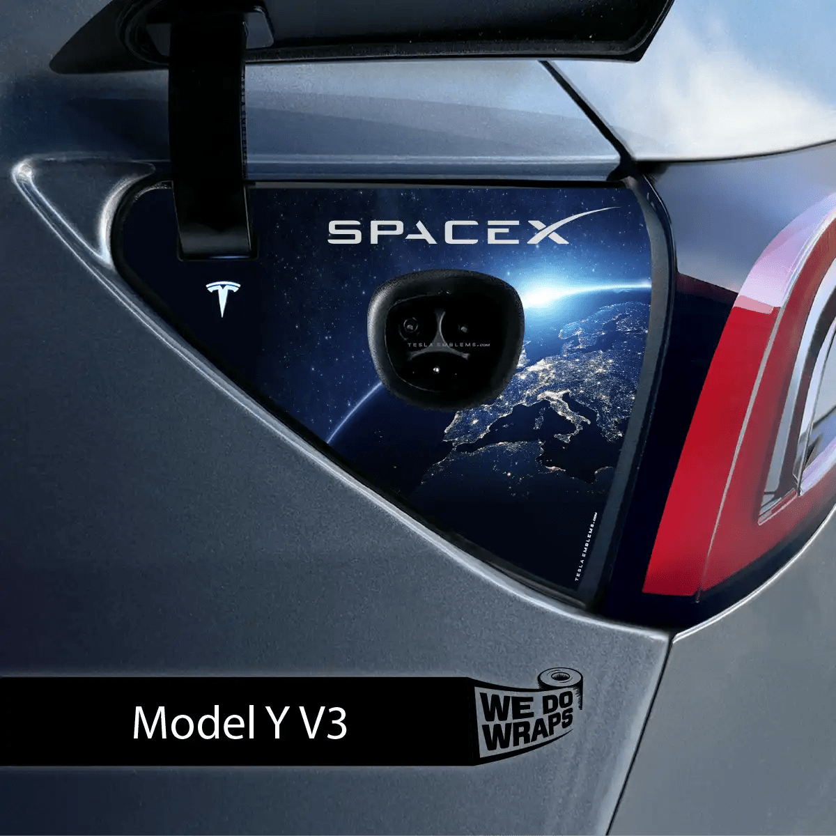 SpaceX Tesla Charge Port Wrap | Model Y - Tesla Emblems