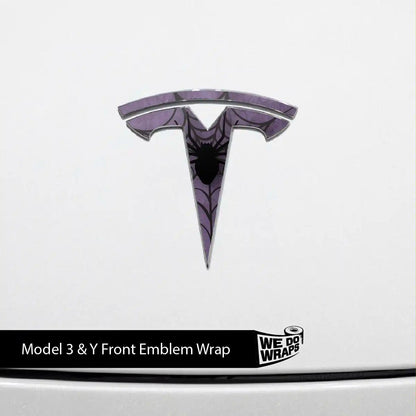 Cobweb Spider Tesla Emblem Decals (Front + Back) | Model Y - Tesla Emblems