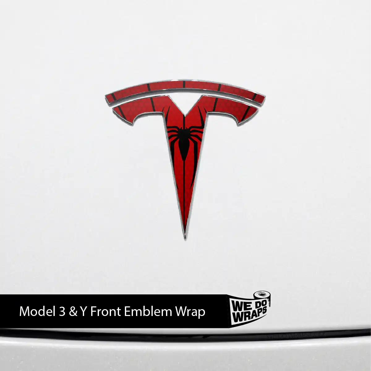 Spidey Senses Tesla Emblem Decals (Front + Back) | Model 3 - Tesla Emblems