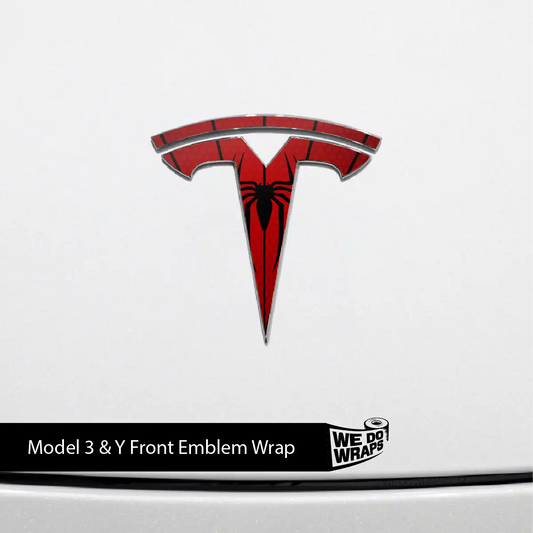 Spidey Senses Tesla Emblem Decals (Front + Back) | Model 3 - Tesla Emblems