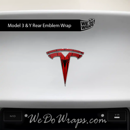Spidey Senses Tesla Emblem Decals (Front + Back) | Model 3 - Tesla Emblems