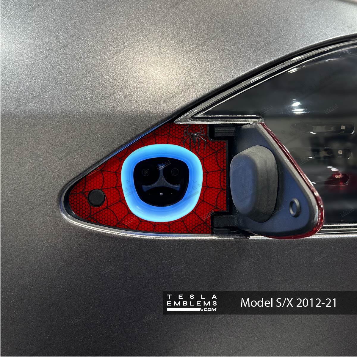 Spider - Man Tesla Charge Port Wrap - Tesla Emblems