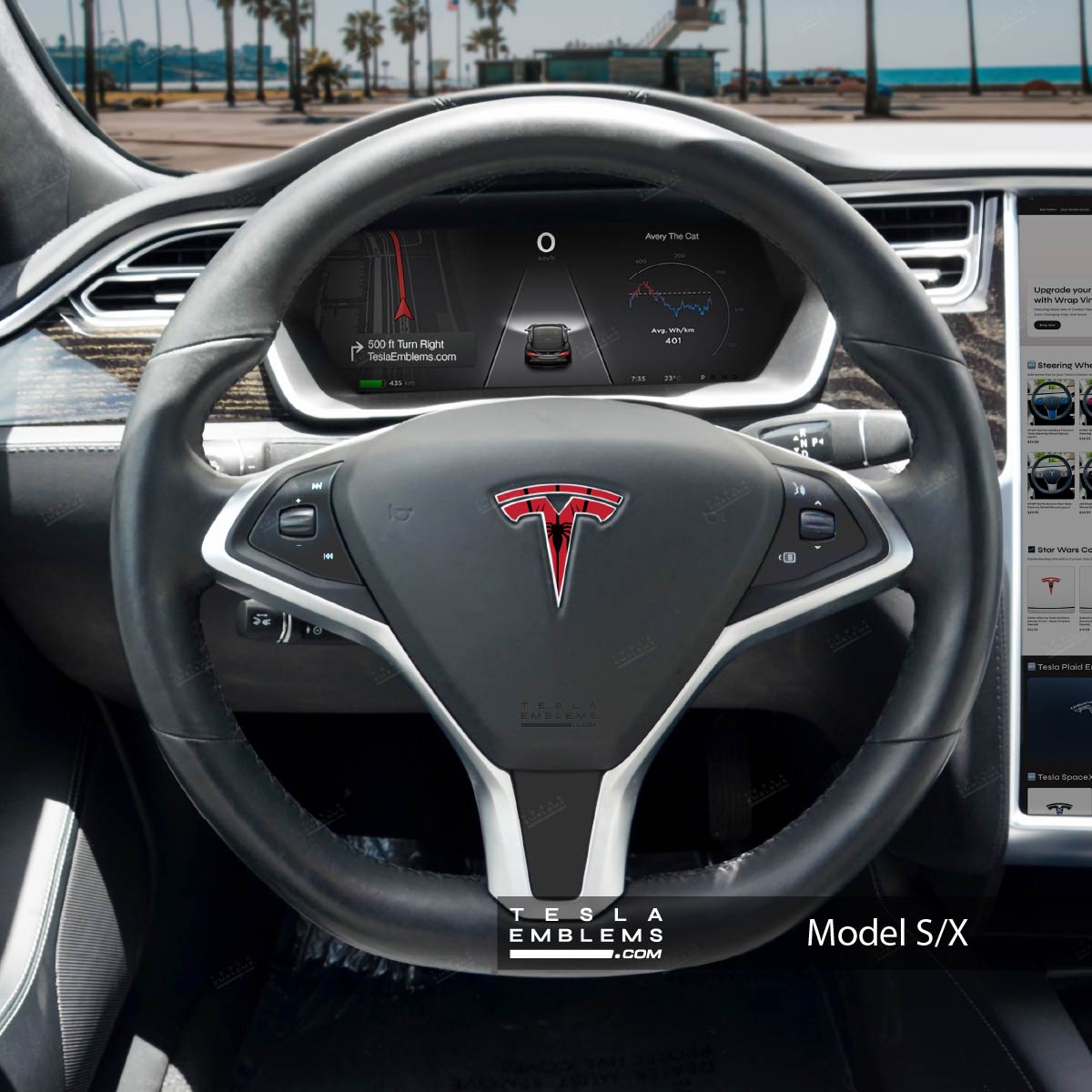 Spider-Man Tesla Steering Wheel Emblem Decal - Tesla Emblems