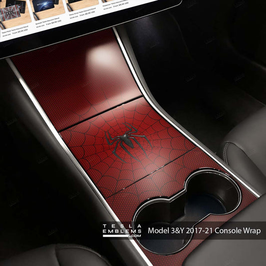 Spider-Man Tesla Center Console Wrap Kit | 2017-2021 Model 3 & Y - Tesla Emblems
