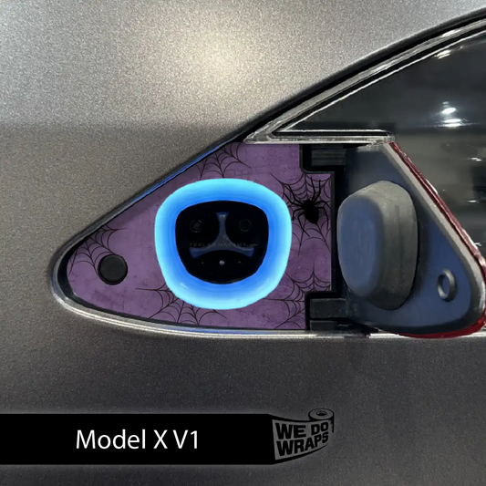 Cobweb Spider Tesla Charge Port Wrap | Model X - Tesla Emblems