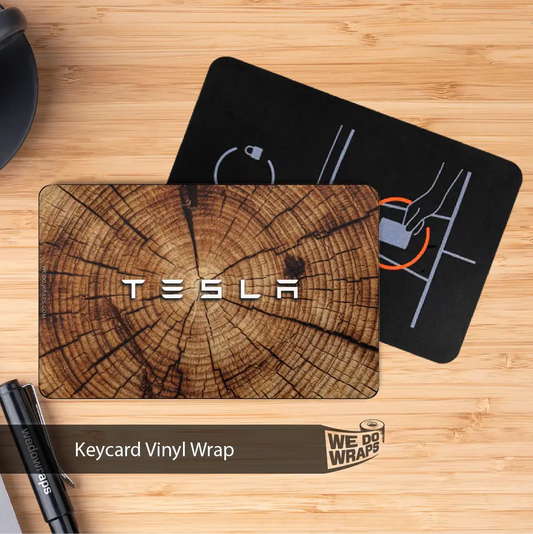 Split Wood Tesla Keycard Decal - Tesla Emblems