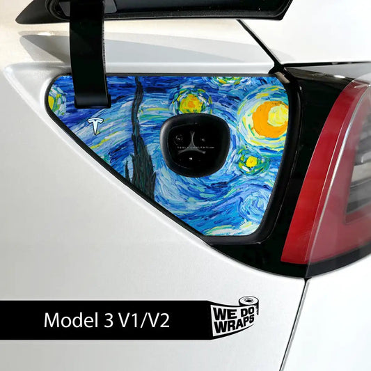 Starry Night Tesla Charge Port Wrap | Model 3 - Tesla Emblems