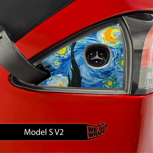 Starry Night Tesla Charge Port Wrap | Model S - Tesla Emblems