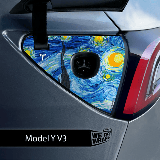 Starry Night Tesla Charge Port Wrap | Model Y - Tesla Emblems