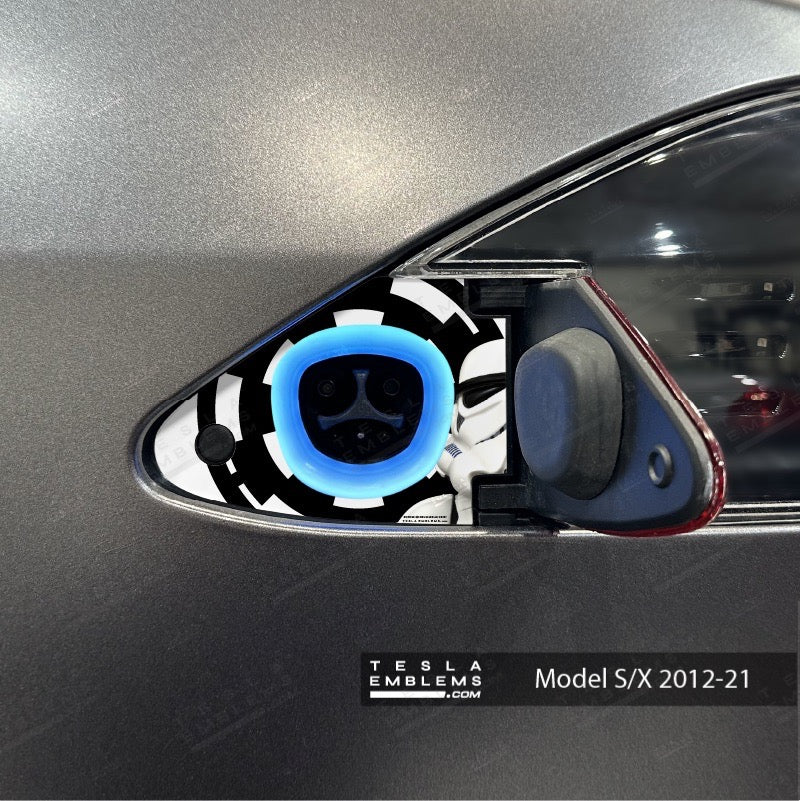 Storm Trooper Tesla Charge Port Wrap - Tesla Emblems