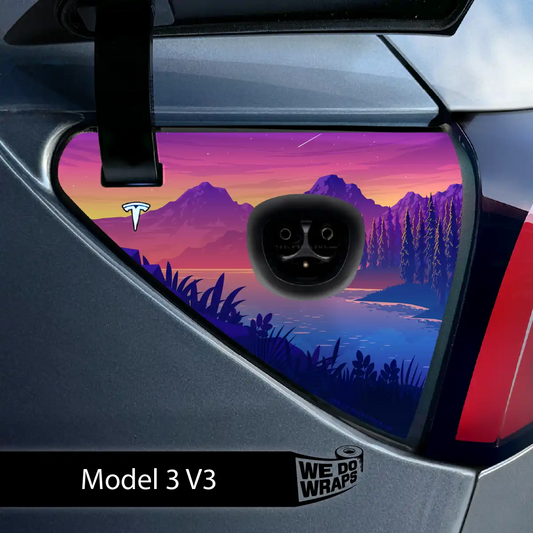 Sunset Beach Tesla Charge Port Wrap | Model 3 - Tesla Emblems