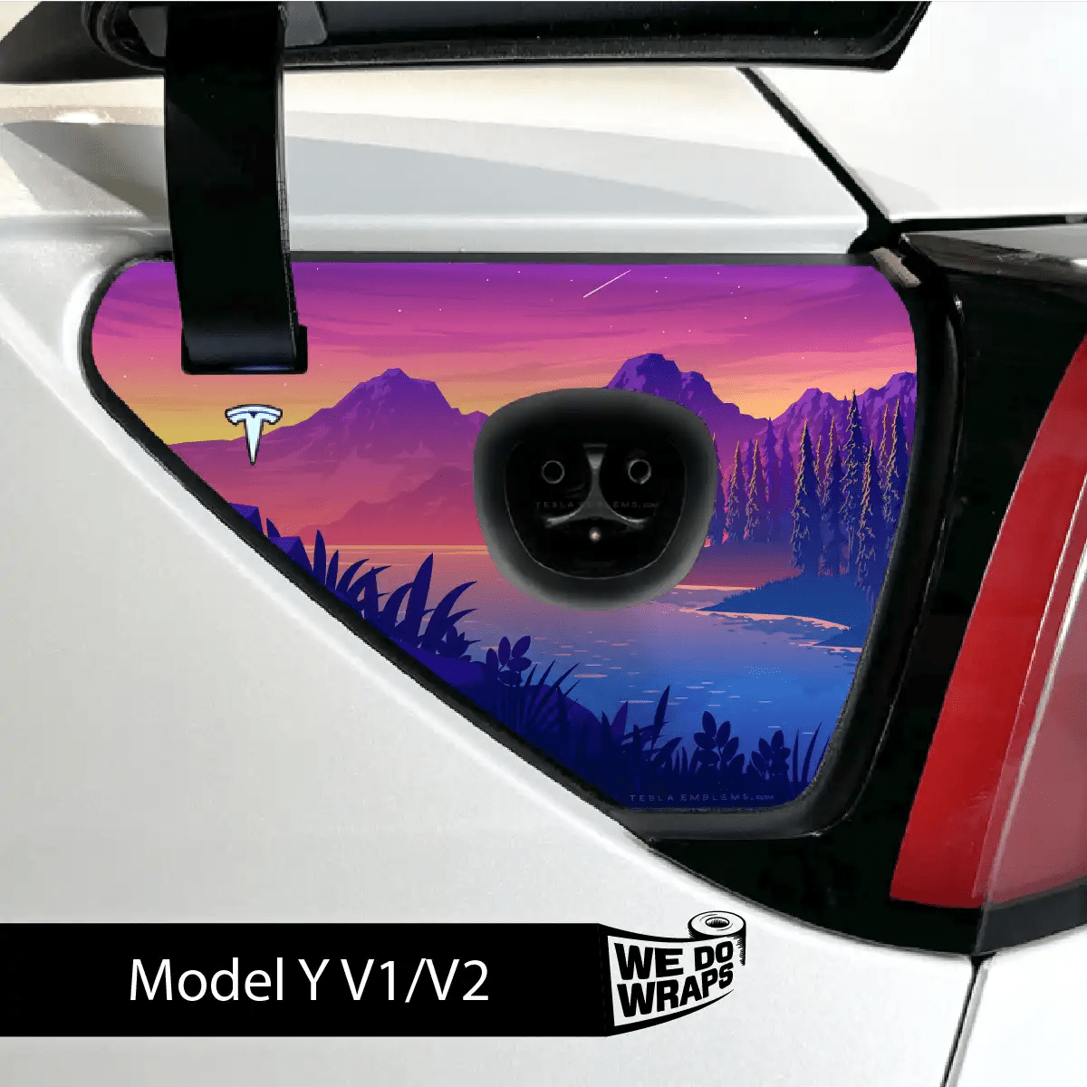 Sunset Beach Tesla Charge Port Wrap | Model Y - Tesla Emblems