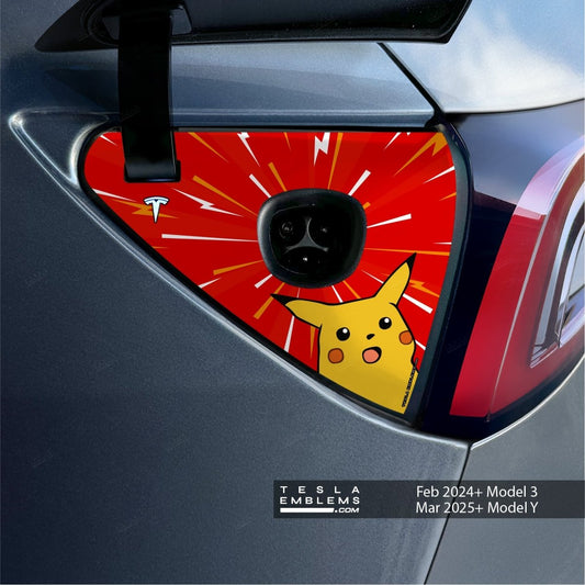 Surprise Pikachu Tesla Charge Port Wrap | Model Y - Tesla Emblems