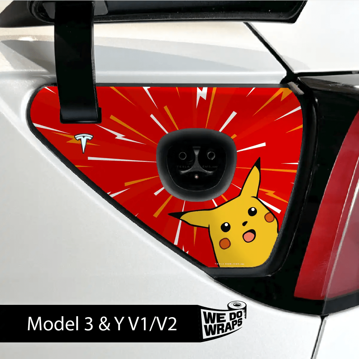 Shockachu Tesla Charge Port Wrap | Model 3 - Tesla Emblems