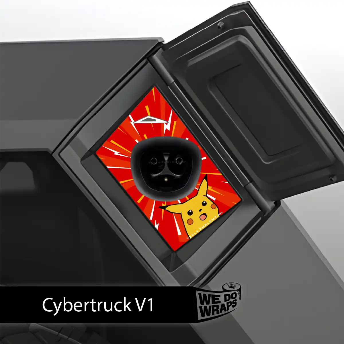 Shockachu Tesla Charge Port Wrap | Cybertruck - Tesla Emblems
