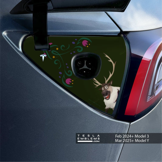 Frozen Sven Tesla Charge Port Wrap | Model Y - Tesla Emblems