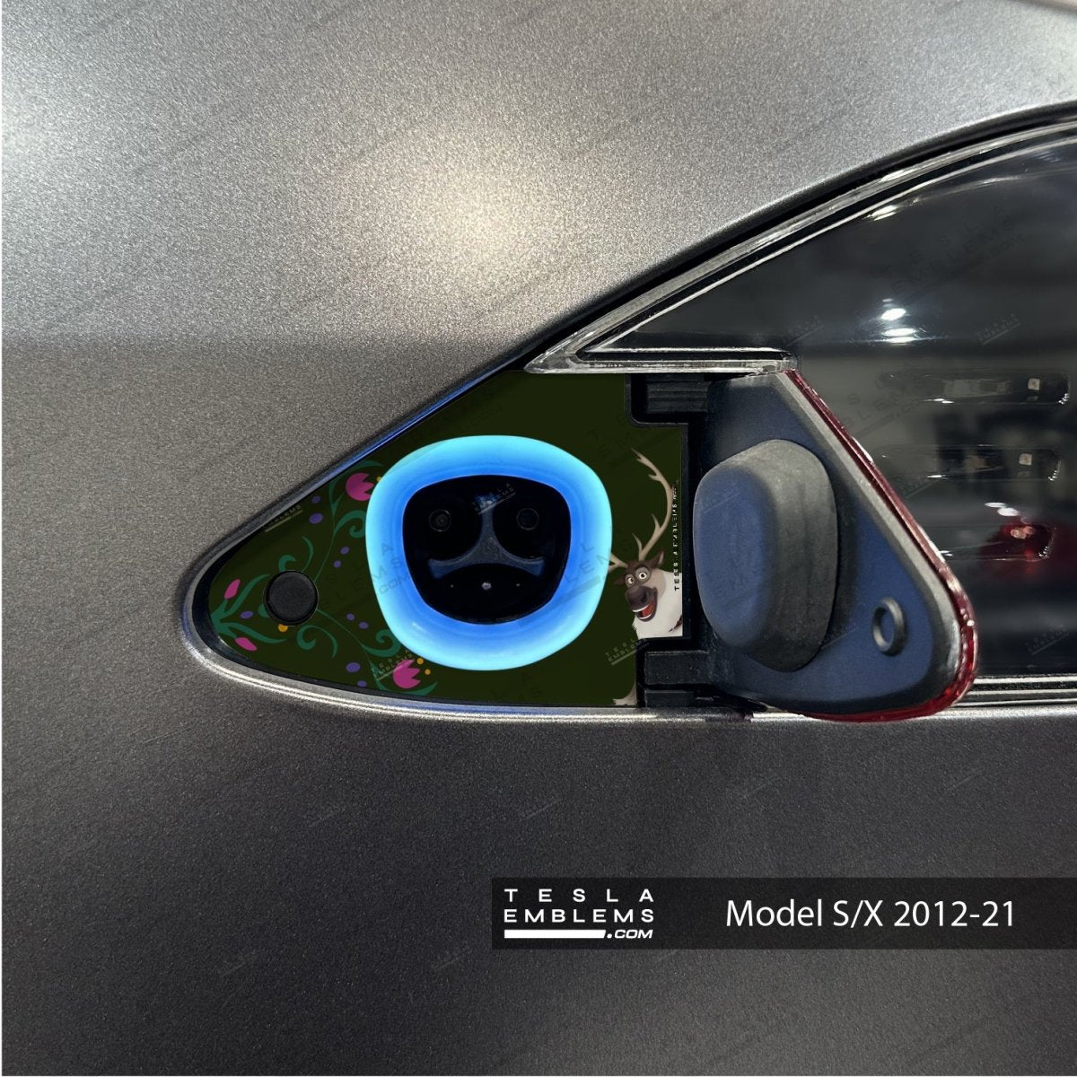 Frozen Sven Tesla Charge Port Wrap | Model X - Tesla Emblems