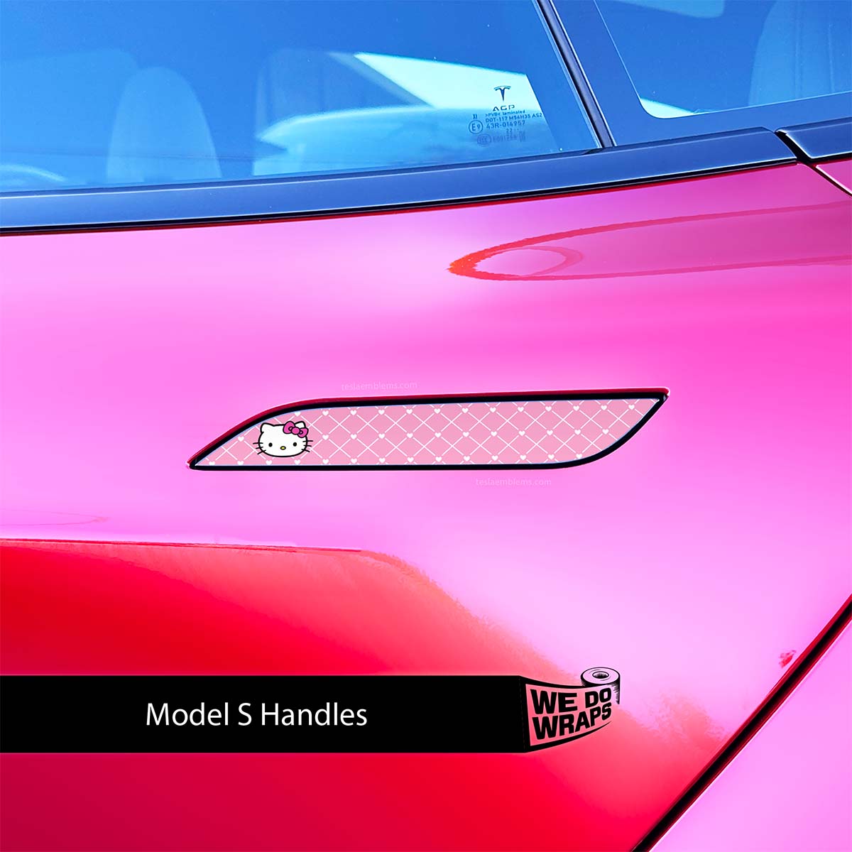 Sweet Kitty Tesla Door Handle Decals (4pcs) - Tesla Emblems