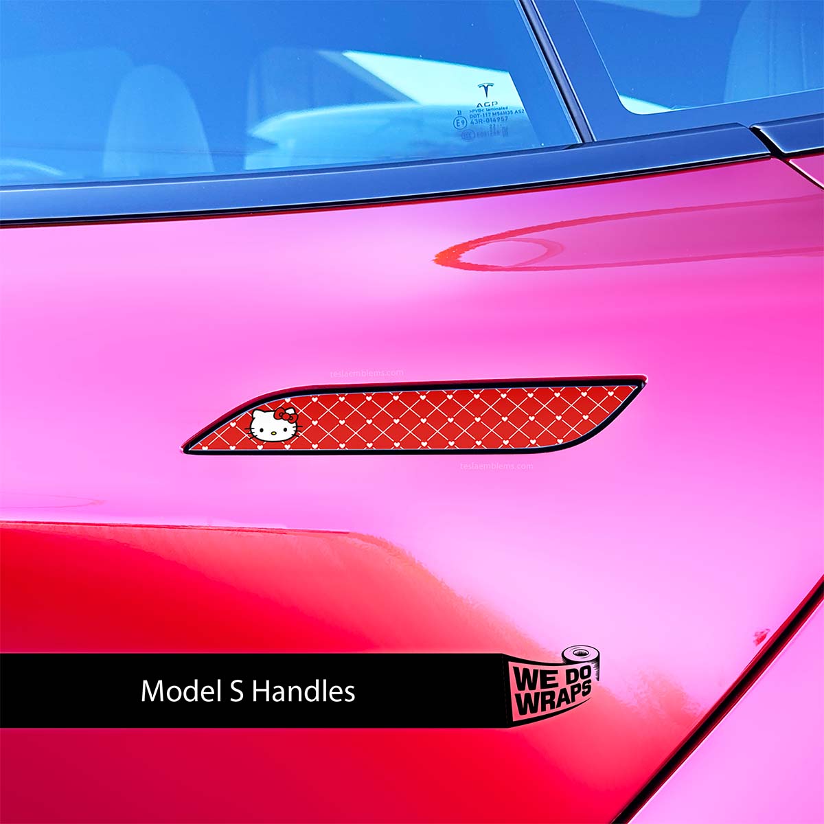 Sweet Kitty Tesla Door Handle Decals (4pcs) - Tesla Emblems