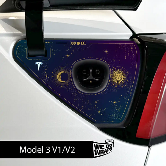 Tarot Sun and Moon Tesla Charge Port Wrap | Model 3 - Tesla Emblems