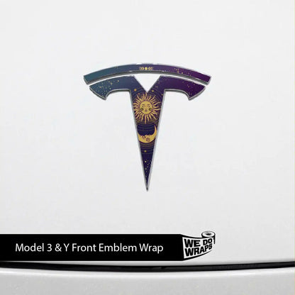 Tarot Moon and Sun Decals (Front + Back) | Model 3 - Tesla Emblems