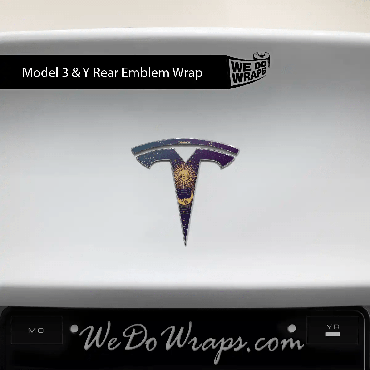 Tarot Moon and Sun Decals (Front + Back) | Model 3 - Tesla Emblems