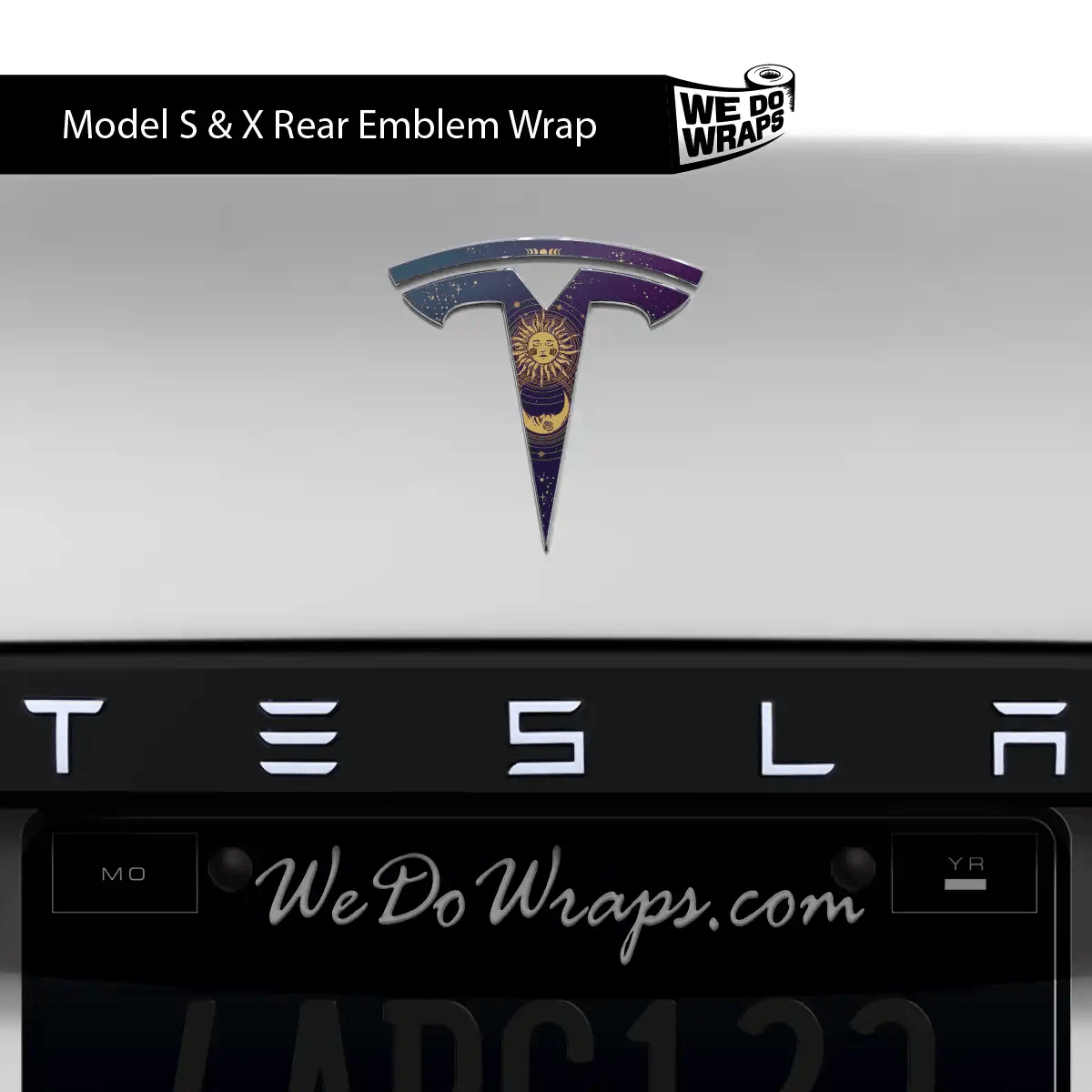 Tarot Moon and Sun Tesla Emblem Decals (Front + Back) | Model X - Tesla Emblems