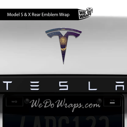 Tarot Moon and Sun Tesla Emblem Decals (Front + Back) | Model X - Tesla Emblems