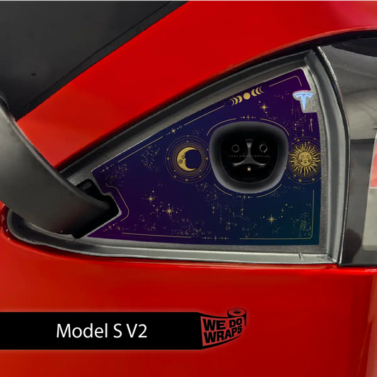 Tarot Sun and Moon Tesla Charge Port Wrap | Model S - Tesla Emblems