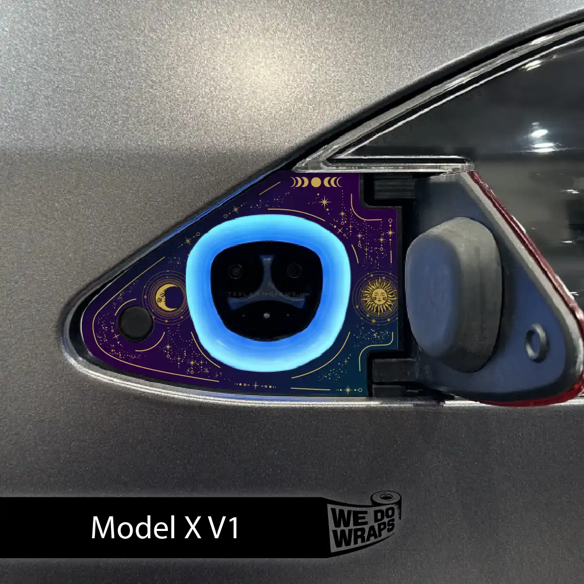 Tarot Sun and Moon Tesla Charge Port Wrap | Model X - Tesla Emblems