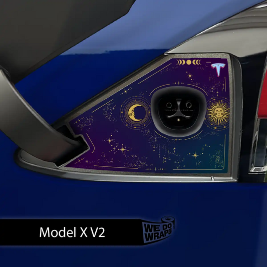 Tarot Sun and Moon Tesla Charge Port Wrap | Model X - Tesla Emblems