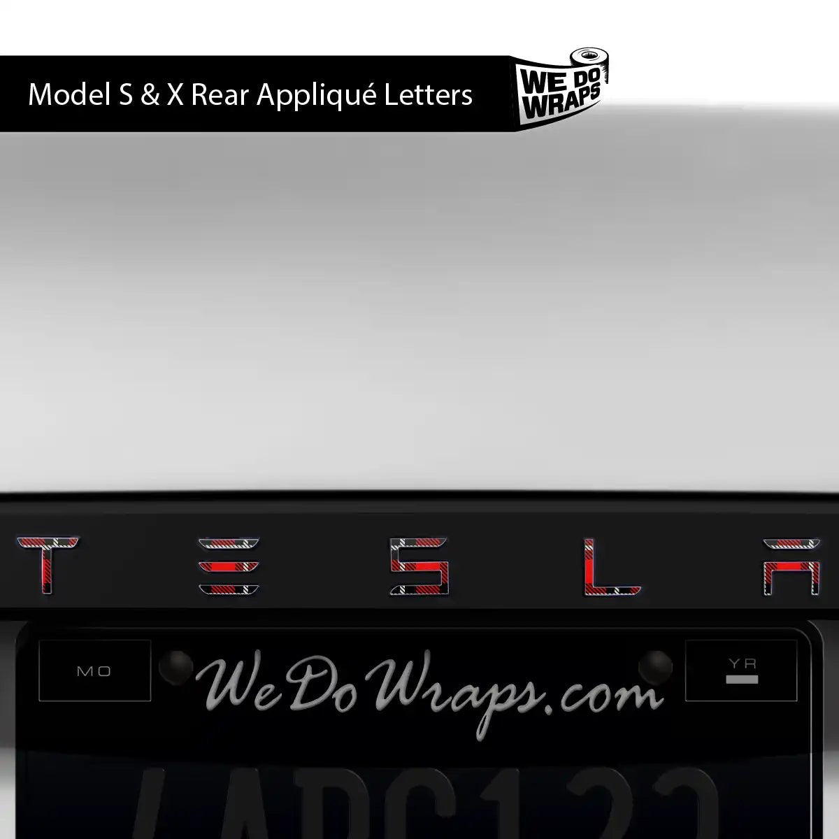 Tartan Plaid Tesla Emblem Decals (Front + Back) | Model X - Tesla Emblems