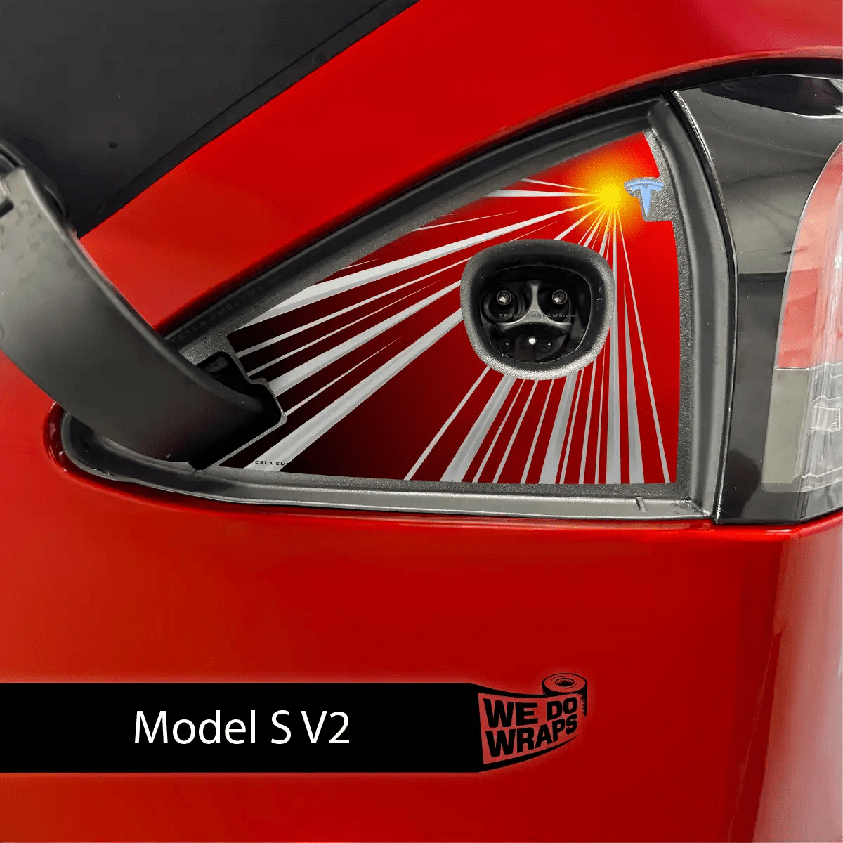 Tesla Launch Performance ModeCharge Port Wrap | Model S - Tesla Emblems