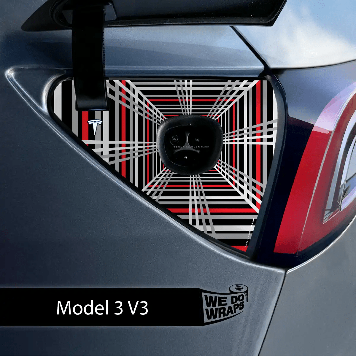 Tesla Plaid Performance Mode Charge Port Wrap | Model 3 - Tesla Emblems