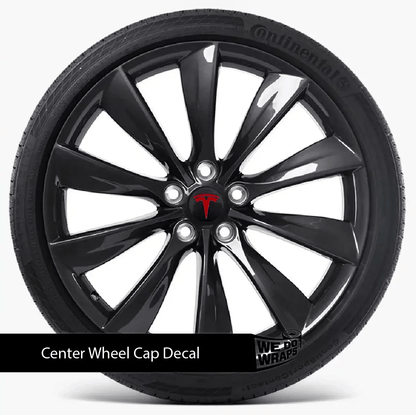 Tesla Center Wheel Cap Decals (4pcs) - Tesla Emblems