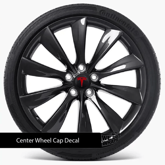 Tesla Center Wheel Cap Decals (4pcs) - Tesla Emblems