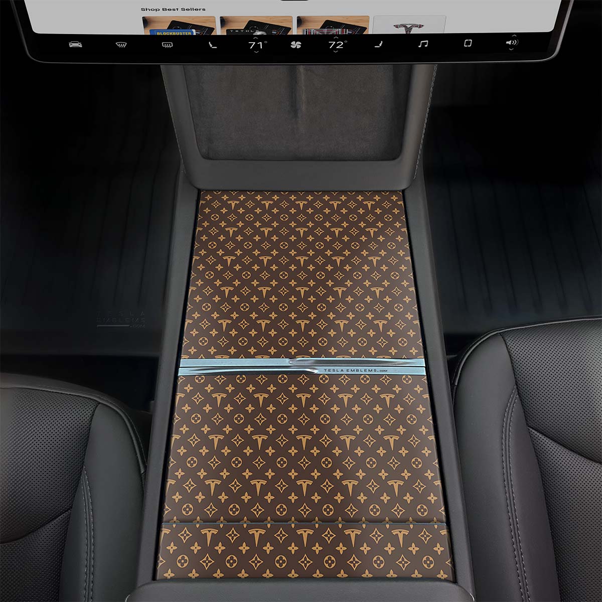 Designer LV Tesla Pattern Gen3 Center Console Wrap Kit | 2024+ Model 3 ...