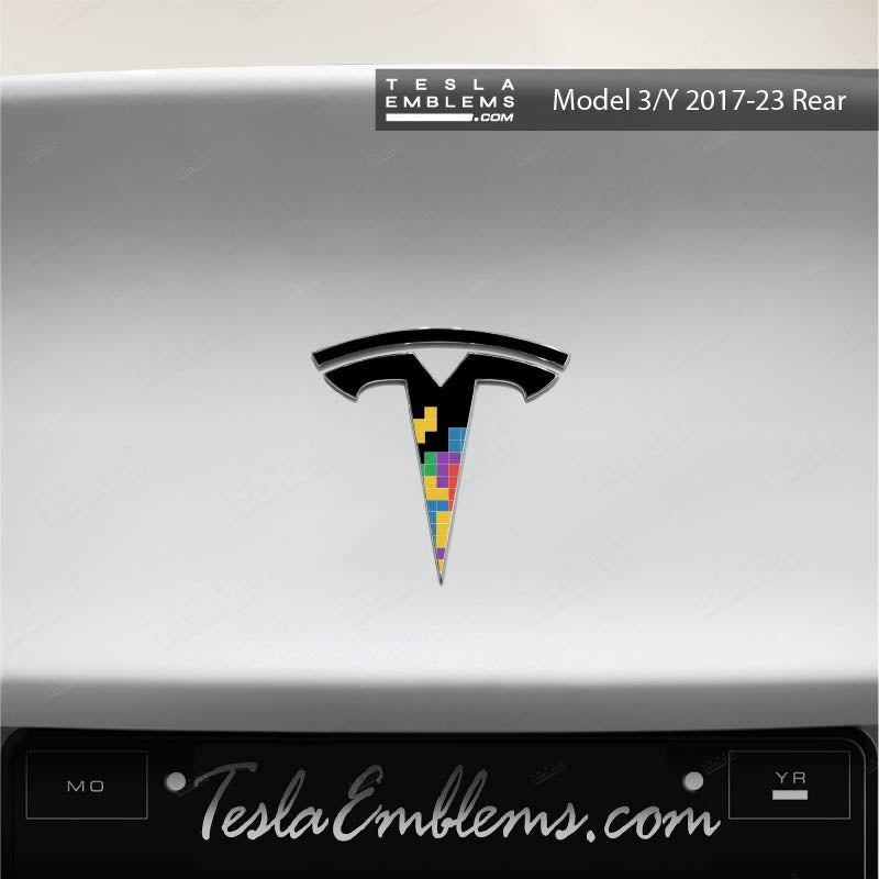 Tetris Tesla Emblem Decals (Front + Back) - Tesla Emblems