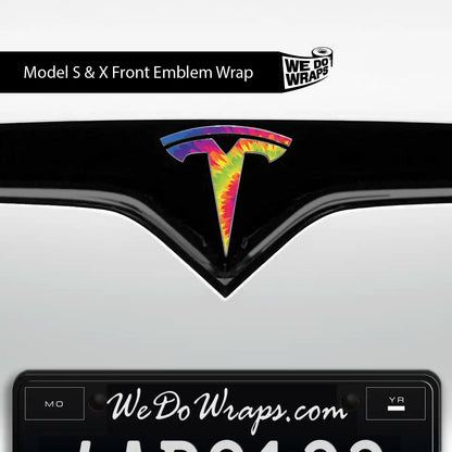 Tie Dye Tesla Emblem Decals (Front + Back) | Model S - Tesla Emblems