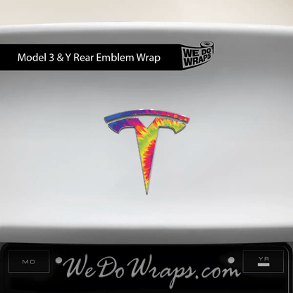 Tie Dye Tesla Emblem Decals (Front + Back) | Model Y