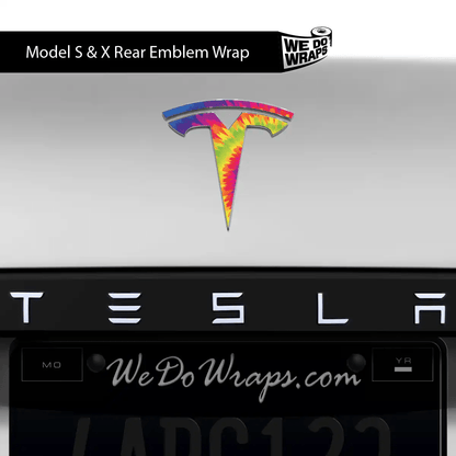 Tie Dye Tesla Emblem Decals (Front + Back) | Model S - Tesla Emblems