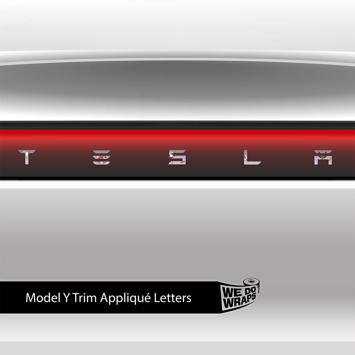 Toon Terror Tesla Emblem Decals (Front + Back) | Model Y