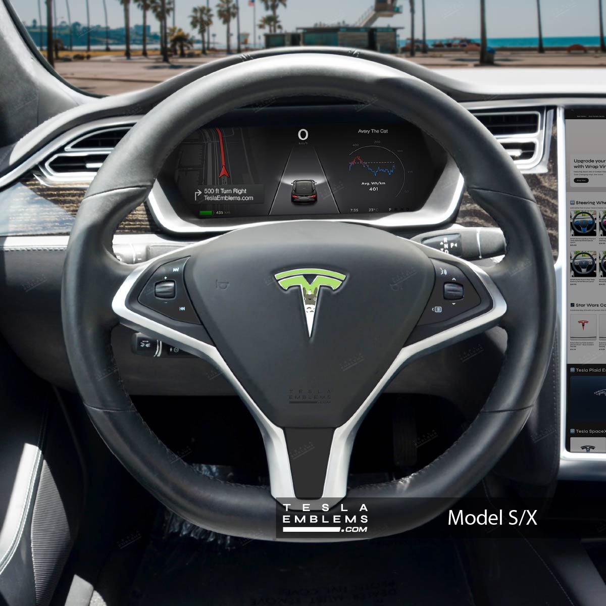 Totoro Tesla Steering Wheel Emblem Decal - Tesla Emblems