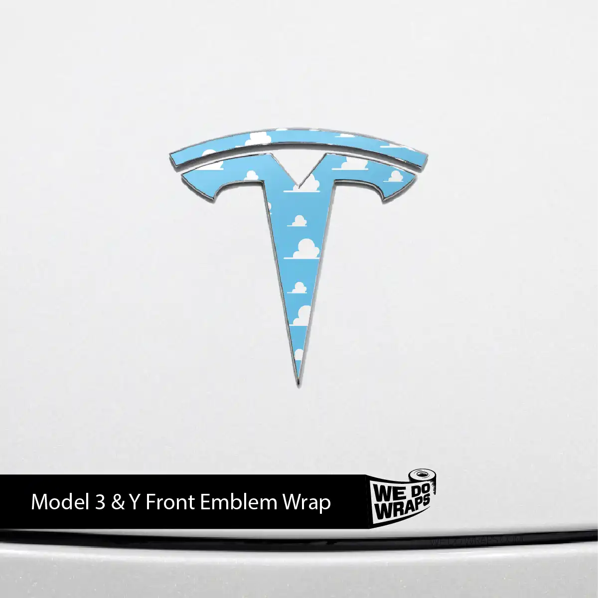 Toy Clouds Tesla Emblem Decals (Front + Back) | Model 3 - Tesla Emblems