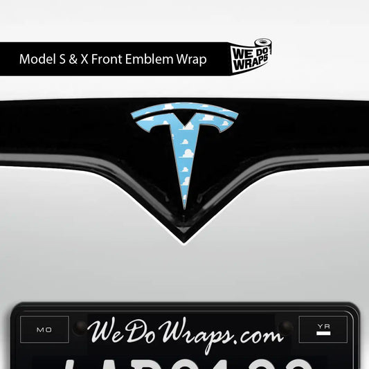 Toy Clouds Tesla Emblem Decals (Front + Back) | Model S - Tesla Emblems