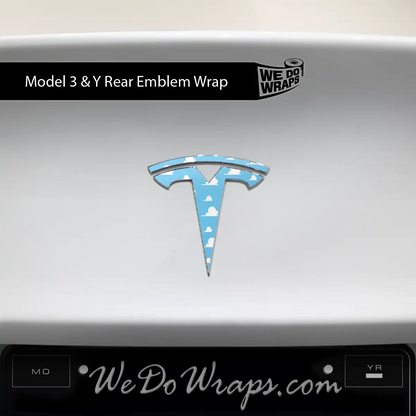 Toy Clouds Tesla Emblem Decals (Front + Back) | Model 3 - Tesla Emblems