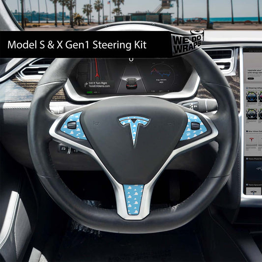Toy Clouds Tesla Steering Wheel Wrap | Model S - Tesla Emblems