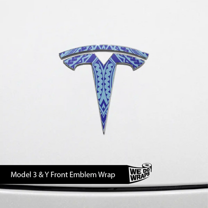 Tatau Tribal Pattern Tesla Emblem Decals (Front + Back) | Model 3
